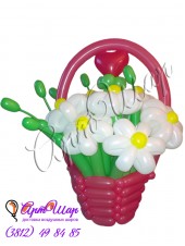  Букет цветов в корзинке «Ромашки с любовью» из  воздушных шаров  