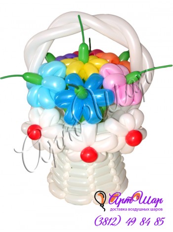 Букет «Букет Ромашки в корзине» из  воздушных шаров  