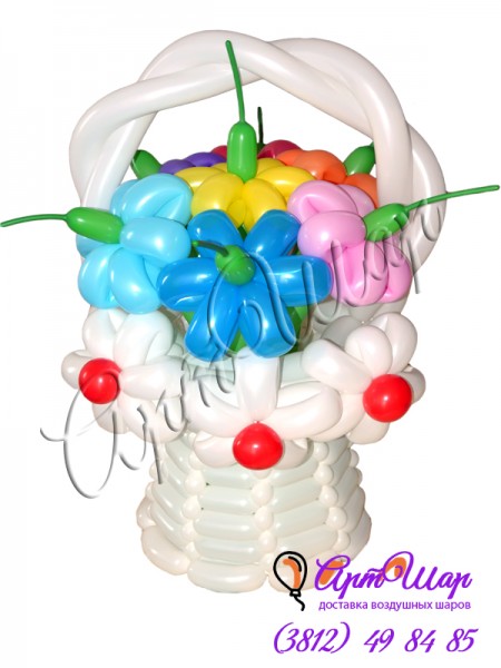 Букет «Букет Ромашки в корзине» из  воздушных шаров  