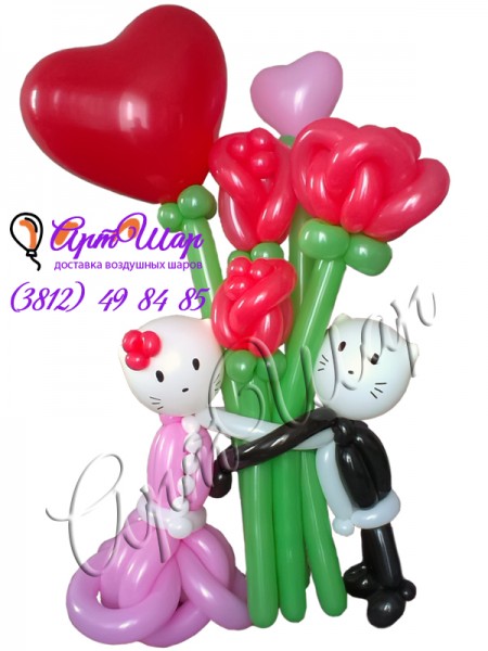 Букет цветов из воздушных шаров «Китти» 