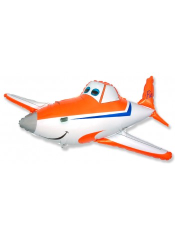 Фольгированная фигура «Самолет оранжевый» с гелием