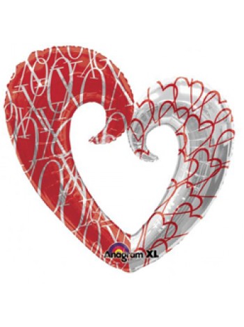 Фольгированная фигура «Сердце вензельное» с гелием