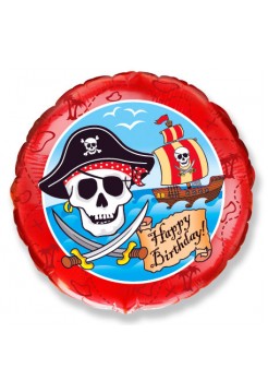 Фольгированный круг «Happy Birthday Пираты» с гелием
