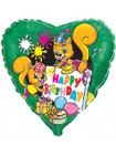 Фольгированное сердце «Белки Happy Birthday» с гелием
