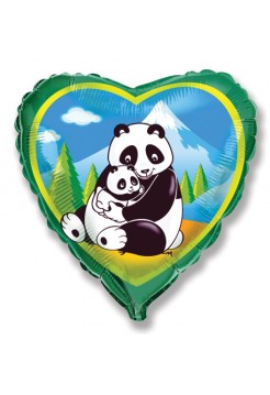 Фольгированное сердце «Панды» с гелием