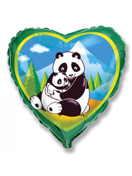 Фольгированное сердце «Панды» с гелием