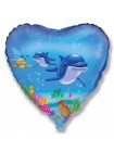 Фольгированное сердце «Дельфины» с гелием