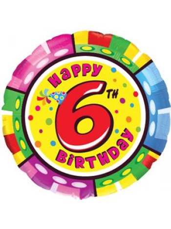 Фольгированный круг «Happy Birthday 6» с гелием