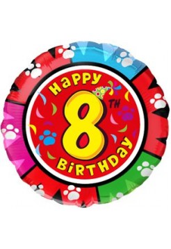 Фольгированный круг «Happy Birthday 8» с гелием
