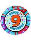Фольгированный круг «Happy Birthday 9» с гелием